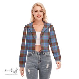 ScotsTee Shop Scottish Anderson Modern Clan Tartan Womens Cropped Zip Up Hoodie