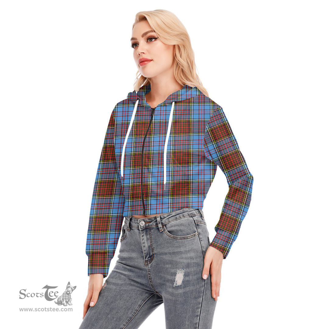 ScotsTee Shop Scottish Anderson Modern Clan Tartan Womens Cropped Zip Up Hoodie