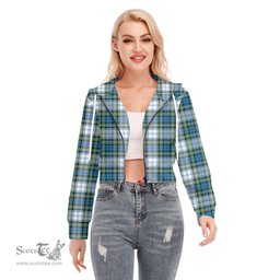 ScotsTee Shop Scottish Campbell Dress Ancient Clan Tartan Womens Cropped Zip Up Hoodie