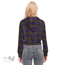 ScotsTee Shop Scottish Durie Clan Tartan Womens Cropped Zip Up Hoodie