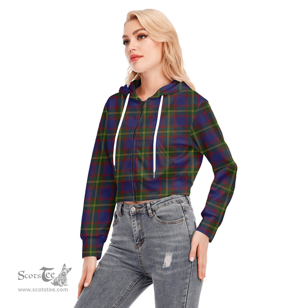 ScotsTee Shop Scottish Durie Clan Tartan Womens Cropped Zip Up Hoodie