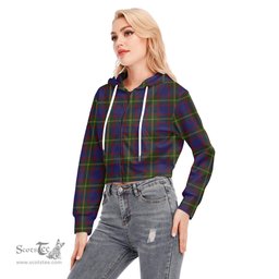 ScotsTee Shop Scottish Durie Clan Tartan Womens Cropped Zip Up Hoodie