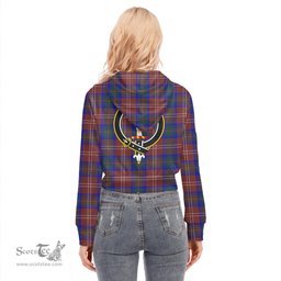 ScotsTee Shop Scottish Chisholm Hunting Modern Clan Crest Tartan Womens Cropped Zip Up Hoodie