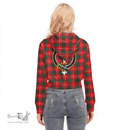 ScotsTee Shop Scottish Chisholm Modern Clan Crest Tartan Womens Cropped Zip Up Hoodie