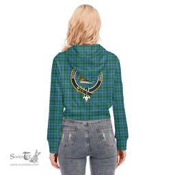 ScotsTee Shop Scottish Douglas Ancient Clan Crest Tartan Womens Cropped Zip Up Hoodie