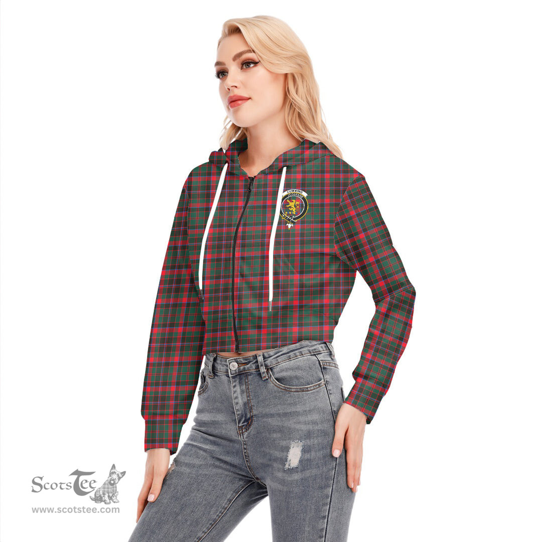 ScotsTee Shop Scottish Cumming Hunting Modern Clan Crest Tartan Womens Cropped Zip Up Hoodie