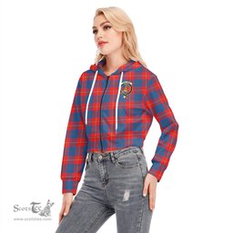 ScotsTee Shop Scottish Galloway Red Clan Crest Tartan Womens Cropped Zip Up Hoodie