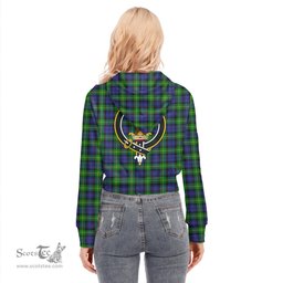 ScotsTee Shop Scottish Gordon Modern Clan Crest Tartan Womens Cropped Zip Up Hoodie