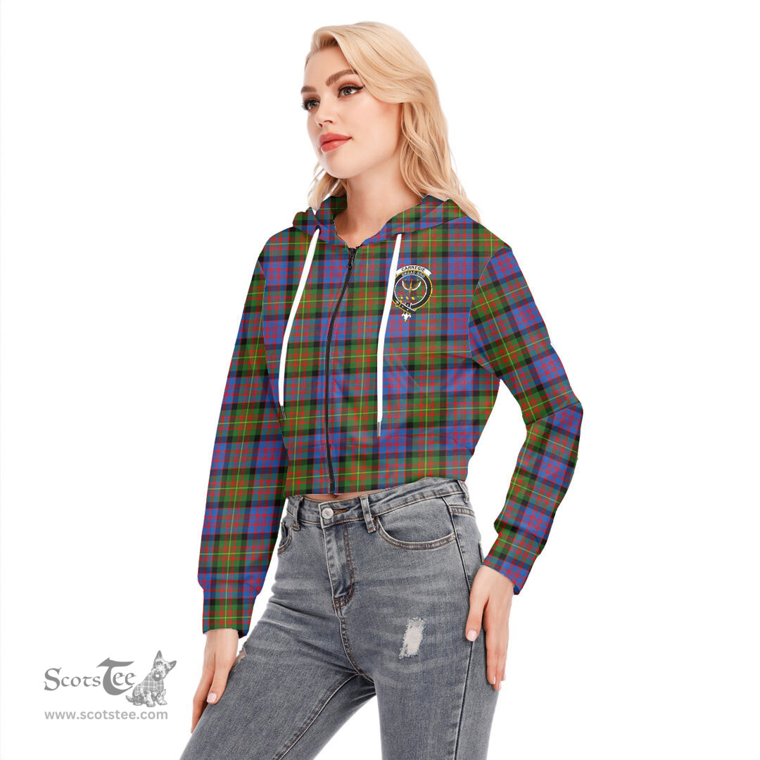 ScotsTee Shop Scottish Carnegie Ancient Clan Crest Tartan Womens Cropped Zip Up Hoodie