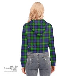 ScotsTee Shop Scottish Gordon Modern Clan Tartan Womens Cropped Zip Up Hoodie