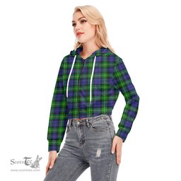 ScotsTee Shop Scottish Gordon Modern Clan Tartan Womens Cropped Zip Up Hoodie