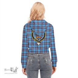 ScotsTee Shop Scottish Elliot Ancient Clan Crest Tartan Womens Cropped Zip Up Hoodie