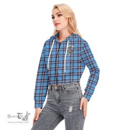 ScotsTee Shop Scottish Elliot Ancient Clan Crest Tartan Womens Cropped Zip Up Hoodie