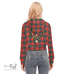 ScotsTee Shop Scottish Chisholm Ancient Clan Crest Tartan Womens Cropped Zip Up Hoodie