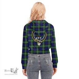 ScotsTee Shop Scottish Forbes Modern Clan Crest Tartan Womens Cropped Zip Up Hoodie