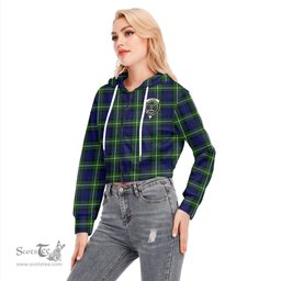 ScotsTee Shop Scottish Forbes Modern Clan Crest Tartan Womens Cropped Zip Up Hoodie
