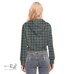 ScotsTee Shop Scottish Campbell Faded Clan Tartan Womens Cropped Zip Up Hoodie