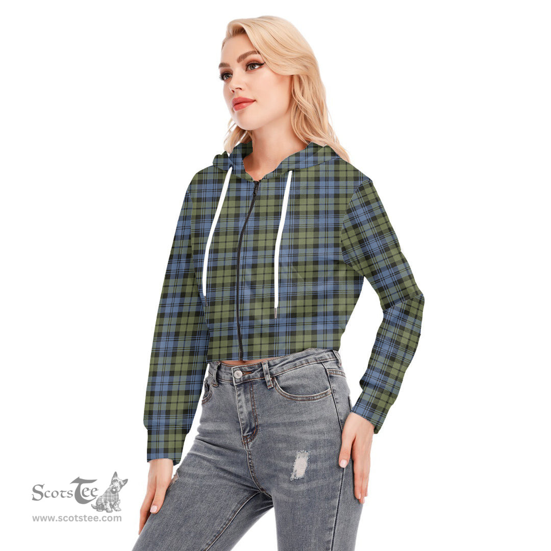 ScotsTee Shop Scottish Campbell Faded Clan Tartan Womens Cropped Zip Up Hoodie