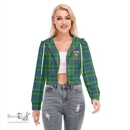 ScotsTee Shop Scottish Duncan Ancient Clan Crest Tartan Womens Cropped Zip Up Hoodie