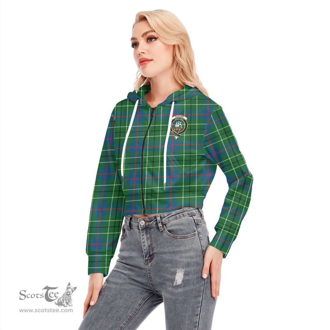 ScotsTee Shop Scottish Duncan Ancient Clan Crest Tartan Womens Cropped Zip Up Hoodie