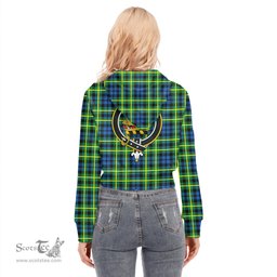ScotsTee Shop Scottish Campbell of Breadalbane Ancient Clan Crest Tartan Womens Cropped Zip Up Hoodie