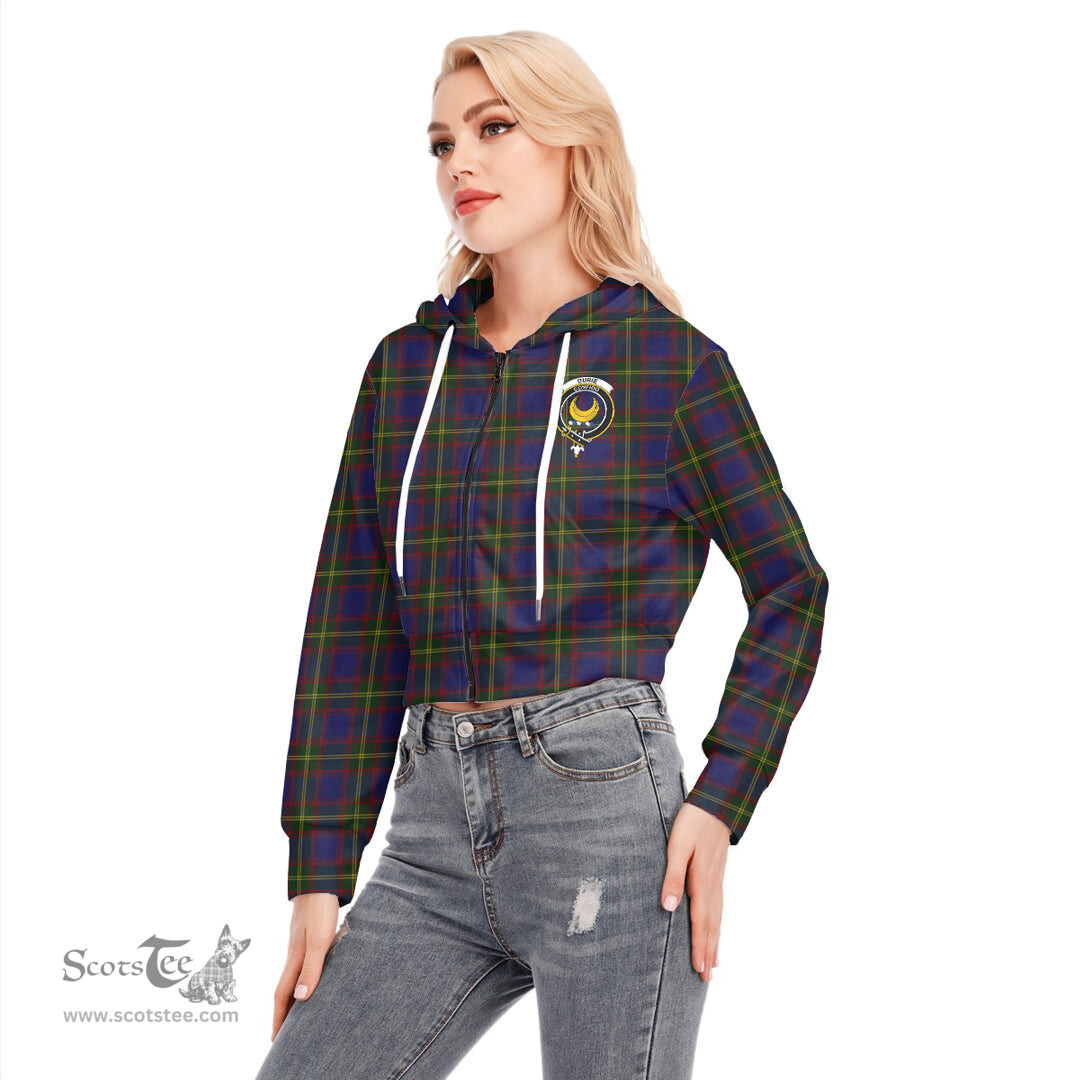 ScotsTee Shop Scottish Durie Clan Crest Tartan Womens Cropped Zip Up Hoodie