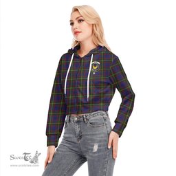 ScotsTee Shop Scottish Durie Clan Crest Tartan Womens Cropped Zip Up Hoodie