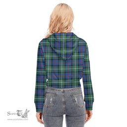 ScotsTee Shop Scottish Davidson of Tulloch Clan Tartan Womens Cropped Zip Up Hoodie
