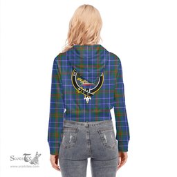 ScotsTee Shop Scottish Edmonstone Clan Crest Tartan Womens Cropped Zip Up Hoodie
