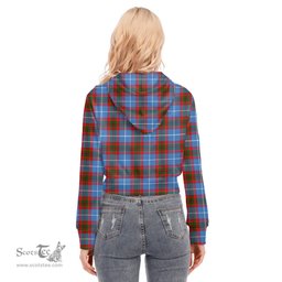 ScotsTee Shop Scottish Edinburgh District Clan Tartan Womens Cropped Zip Up Hoodie