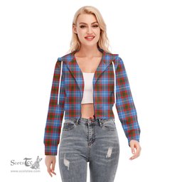 ScotsTee Shop Scottish Edinburgh District Clan Tartan Womens Cropped Zip Up Hoodie