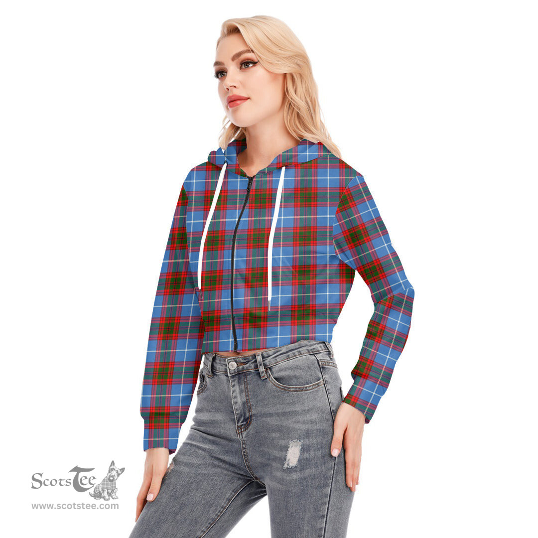 ScotsTee Shop Scottish Edinburgh District Clan Tartan Womens Cropped Zip Up Hoodie