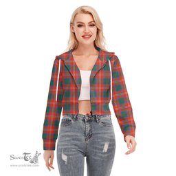 ScotsTee Shop Scottish Chisholm Ancient Clan Tartan Womens Cropped Zip Up Hoodie