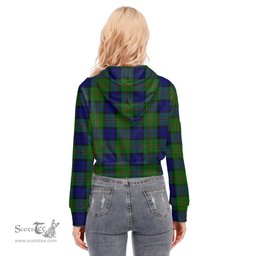 ScotsTee Shop Scottish Dundas Modern Clan Tartan Womens Cropped Zip Up Hoodie