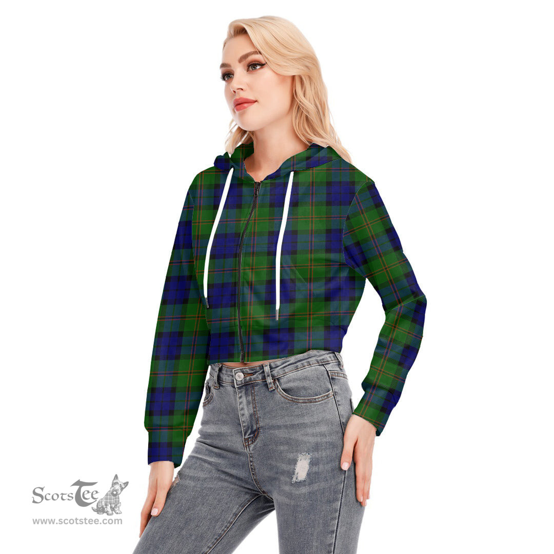 ScotsTee Shop Scottish Dundas Modern Clan Tartan Womens Cropped Zip Up Hoodie