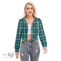 ScotsTee Shop Scottish Gunn Ancient Clan Tartan Womens Cropped Zip Up Hoodie
