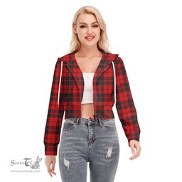 ScotsTee Shop Scottish Ettrick District Clan Tartan Womens Cropped Zip Up Hoodie