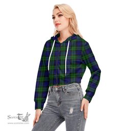 ScotsTee Shop Scottish Campbell Modern Clan Tartan Womens Cropped Zip Up Hoodie