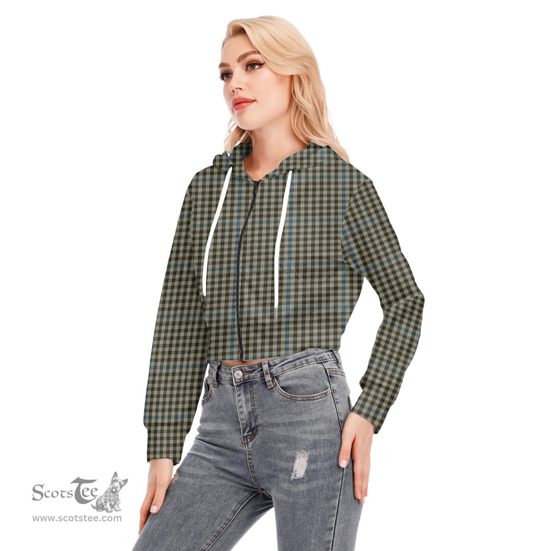 ScotsTee Shop Scottish Haig Check Clan Tartan Womens Cropped Zip Up Hoodie