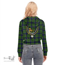 ScotsTee Shop Scottish Campbell of Breadalbane Modern Clan Crest Tartan Womens Cropped Zip Up Hoodie