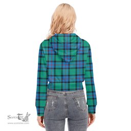 ScotsTee Shop Scottish Flower Of Scotland Clan Tartan Womens Cropped Zip Up Hoodie