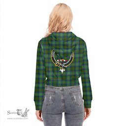 ScotsTee Shop Scottish Cranstoun Clan Crest Tartan Womens Cropped Zip Up Hoodie