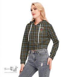 ScotsTee Shop Scottish Farquharson Weathered Clan Crest Tartan Womens Cropped Zip Up Hoodie