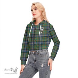 ScotsTee Shop Scottish Cochrane Ancient Clan Crest Tartan Womens Cropped Zip Up Hoodie