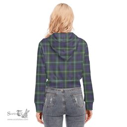 ScotsTee Shop Scottish Campbell Argyll Modern Clan Tartan Womens Cropped Zip Up Hoodie