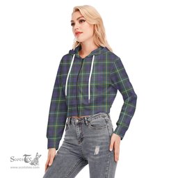 ScotsTee Shop Scottish Campbell Argyll Modern Clan Tartan Womens Cropped Zip Up Hoodie