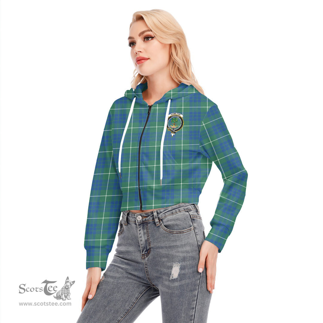 ScotsTee Shop Scottish Hamilton Hunting Ancient Clan Crest Tartan Womens Cropped Zip Up Hoodie