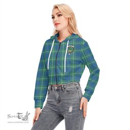 ScotsTee Shop Scottish Hamilton Hunting Ancient Clan Crest Tartan Womens Cropped Zip Up Hoodie