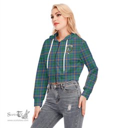 ScotsTee Shop Scottish Carmichael Ancient Clan Crest Tartan Womens Cropped Zip Up Hoodie