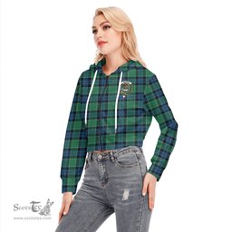 ScotsTee Shop Scottish Graham of Menteith Ancient Clan Crest Tartan Womens Cropped Zip Up Hoodie